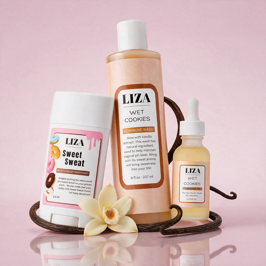 Wet Cookie Trio - vanilla feminine wash, feminine oil, and donut deodorant